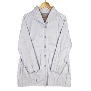 TOKYO JAPANESE BOUTIQUE GRAY COTTON COAT – M/L – WATER‑RESISTANT WOVEN TEXTURE
